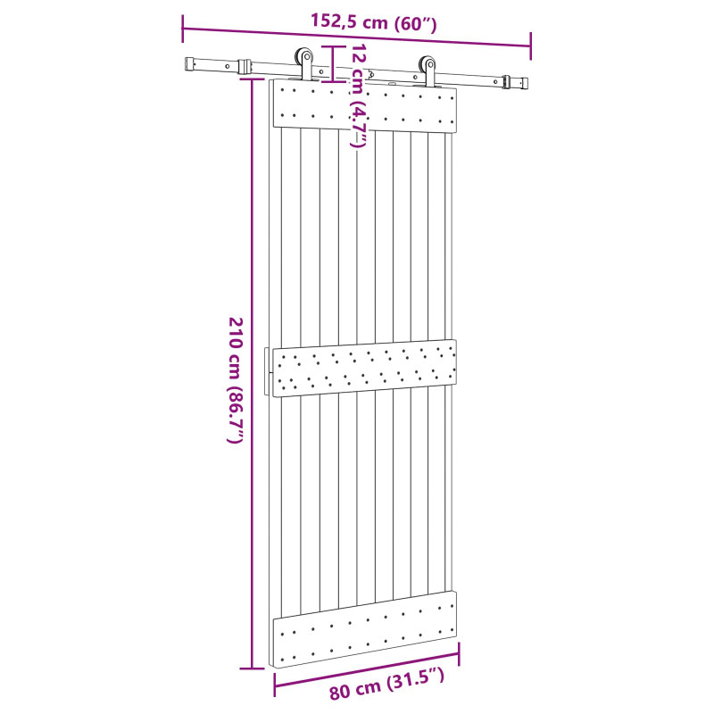 Drzwi przesuwne NARVIK 80 x 210 cm (152,5 cm)