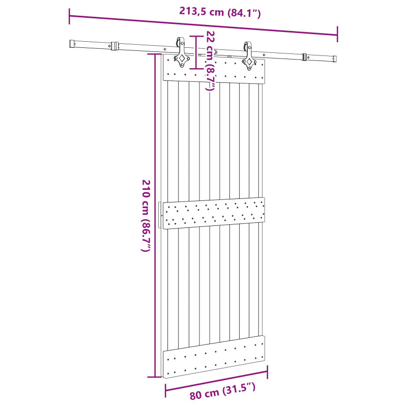 Drzwi przesuwne NARVIK 80 x 210 cm (213,5 cm)
