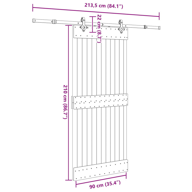 Drzwi przesuwne NARVIK 90 x 210 cm (213,5 cm)