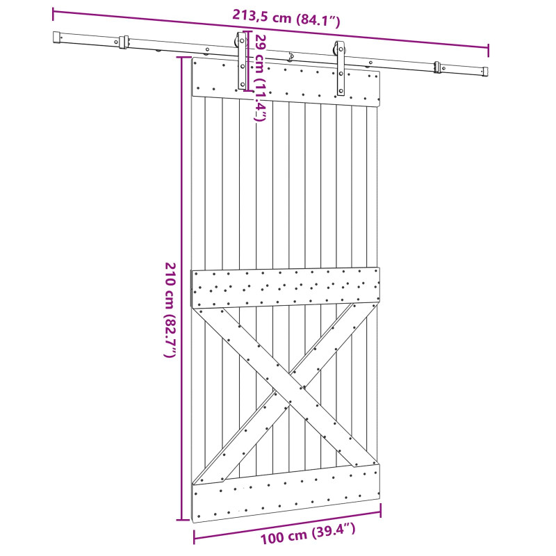Drzwi przesuwne NARVIK 100 x 210 cm (213,5 cm)