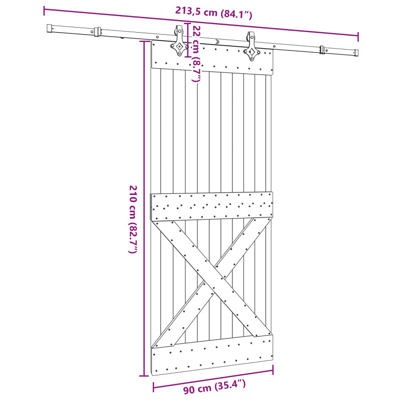 Drzwi przesuwne NARVIK 90 x 210 cm (213,5 cm)