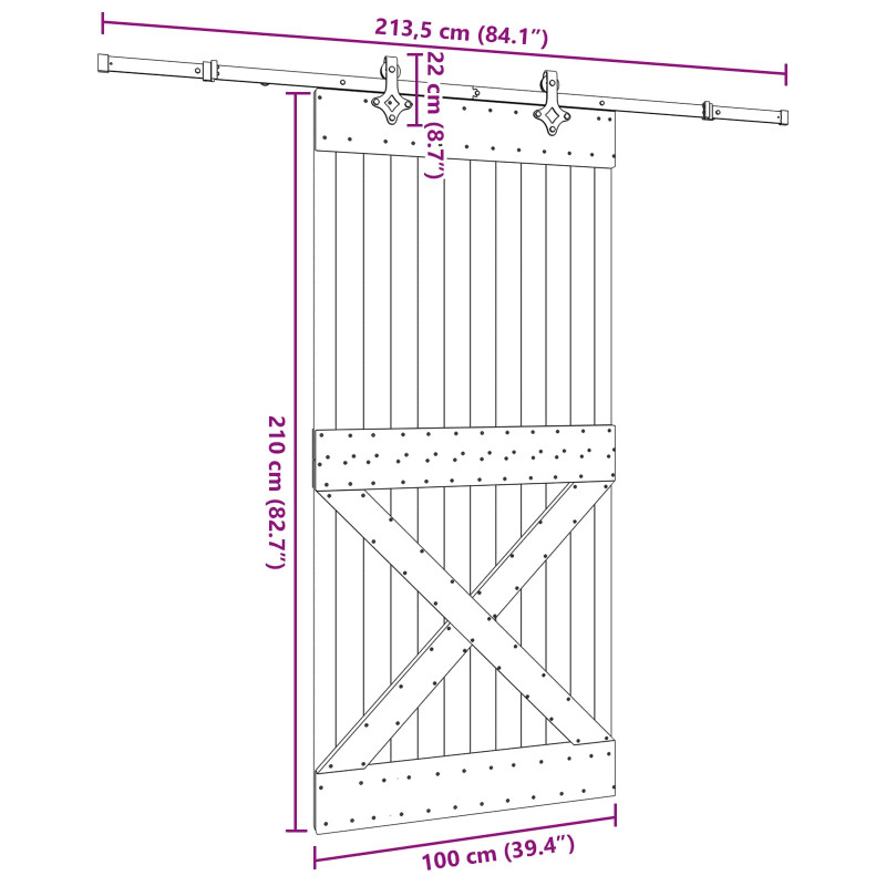 Drzwi przesuwne NARVIK 100 x 210 cm (213,5 cm)