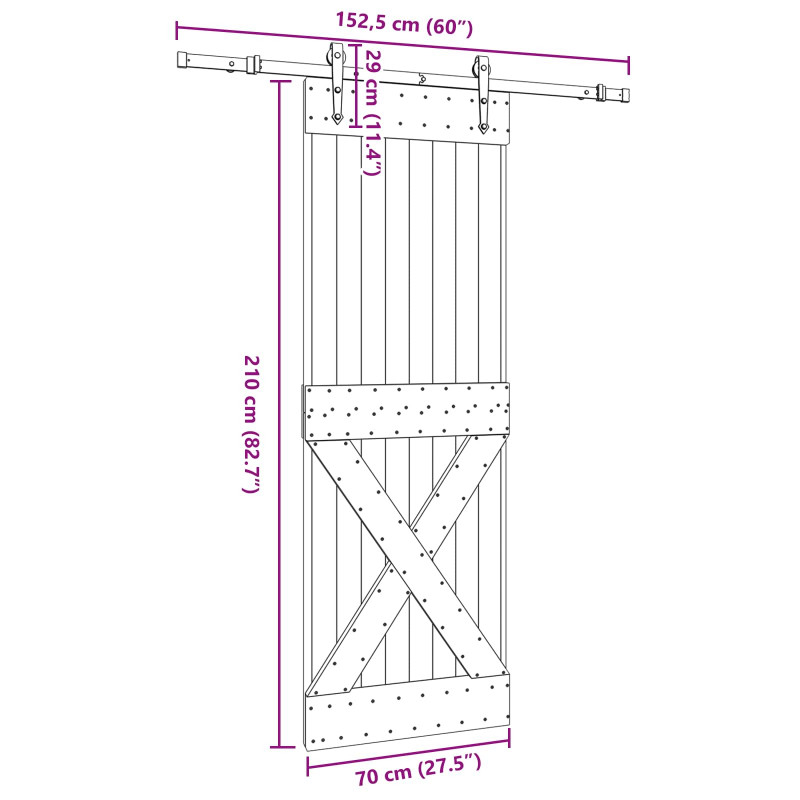 Drzwi przesuwne NARVIK 70 x 210 cm (152,5 cm)