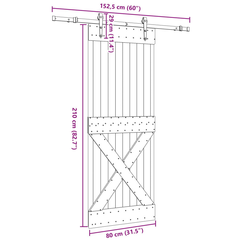Drzwi przesuwne NARVIK 80 x 210 cm (152,5 cm)