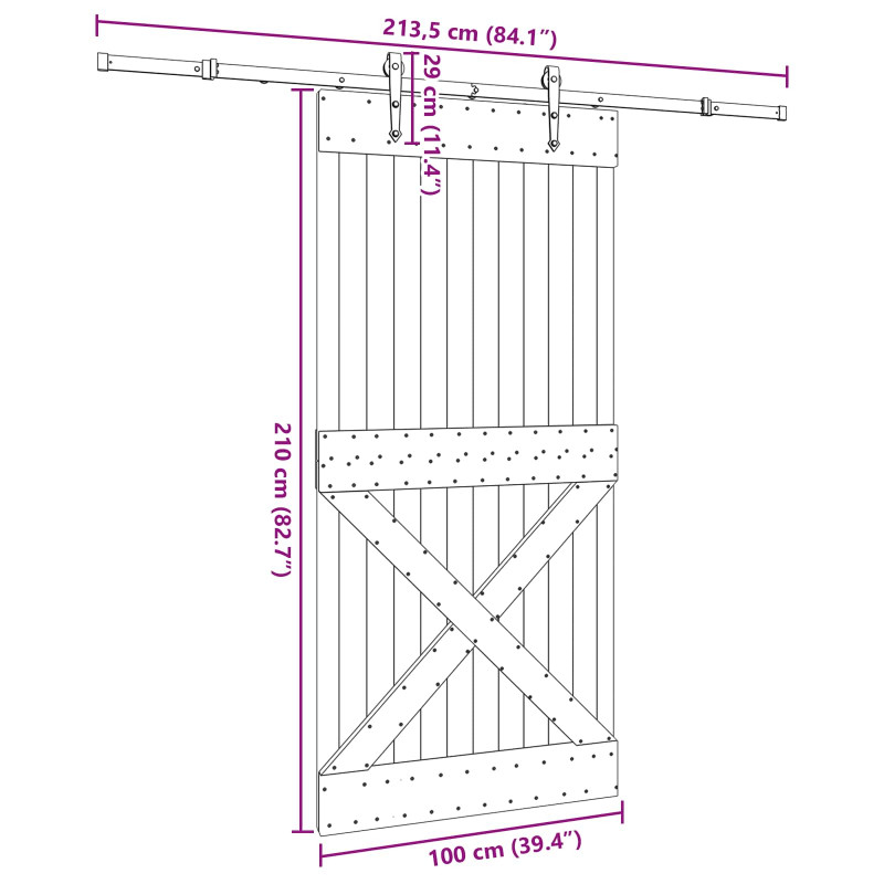 Drzwi przesuwne NARVIK 100 x 210 cm (213,5 cm)