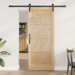 Drzwi przesuwne Naturalny i czarny 83 x 202 cm