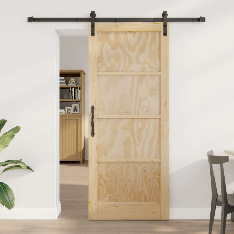 Drzwi przesuwne Naturalny i czarny 83 x 202 cm