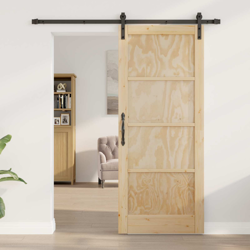 Drzwi przesuwne Naturalny i czarny 83 x 202 cm