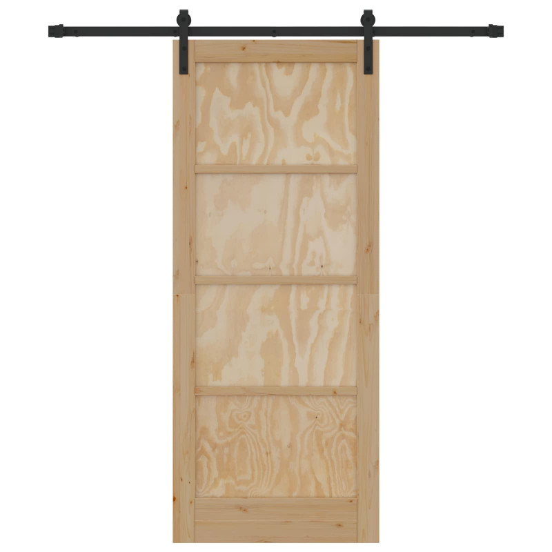 Drzwi przesuwne Naturalny i czarny 83 x 202 cm