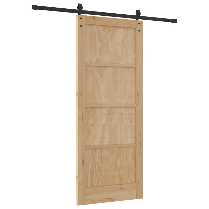 Drzwi przesuwne Naturalny i czarny 83 x 202 cm