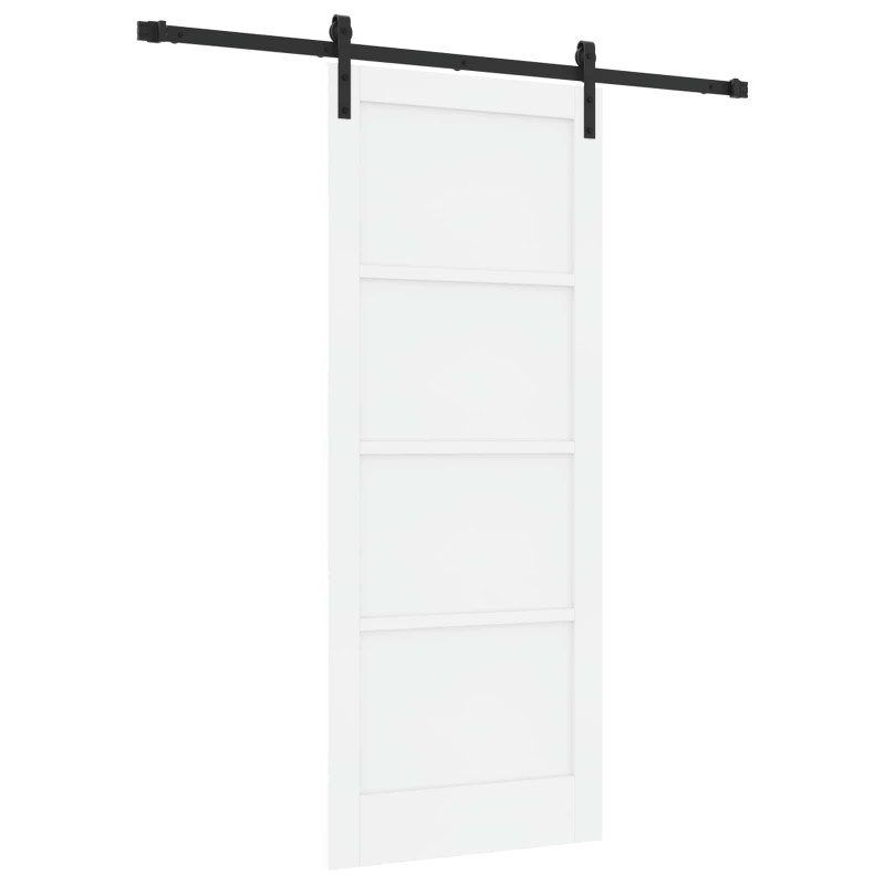 Drzwi przesuwne biały i czarny 83 x 202 cm Lite drewno sosnowe