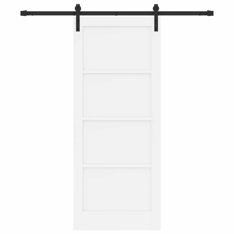Drzwi przesuwne biały i czarny 83 x 202 cm Lite drewno sosnowe