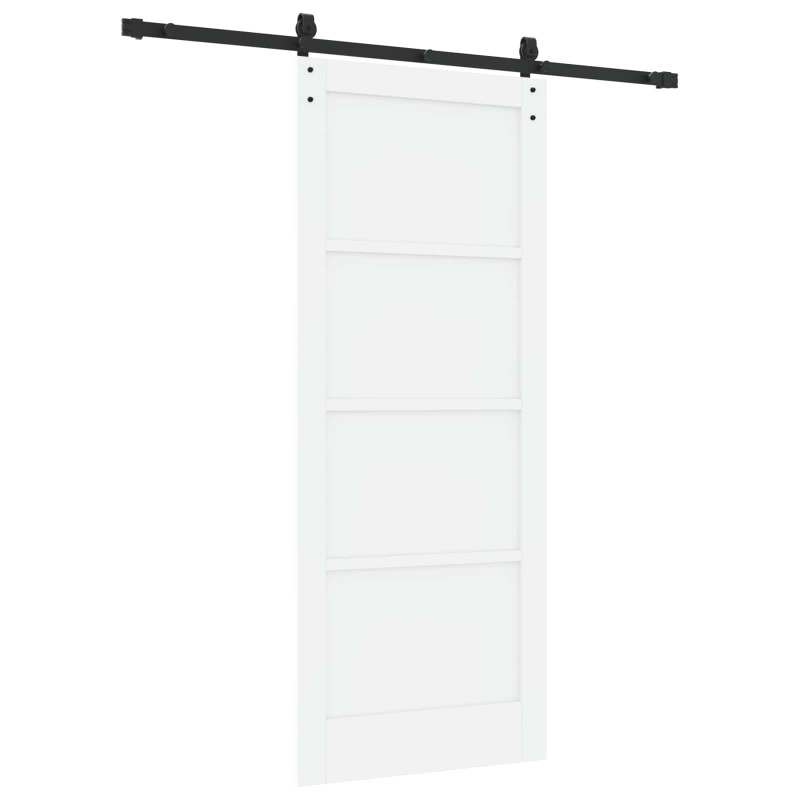 Drzwi przesuwne biały i czarny 83 x 202 cm Lite drewno sosnowe