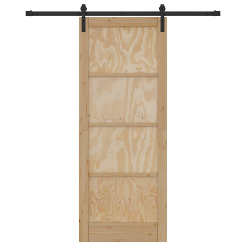 Drzwi przesuwne Naturalny i czarny 83 x 211 cm