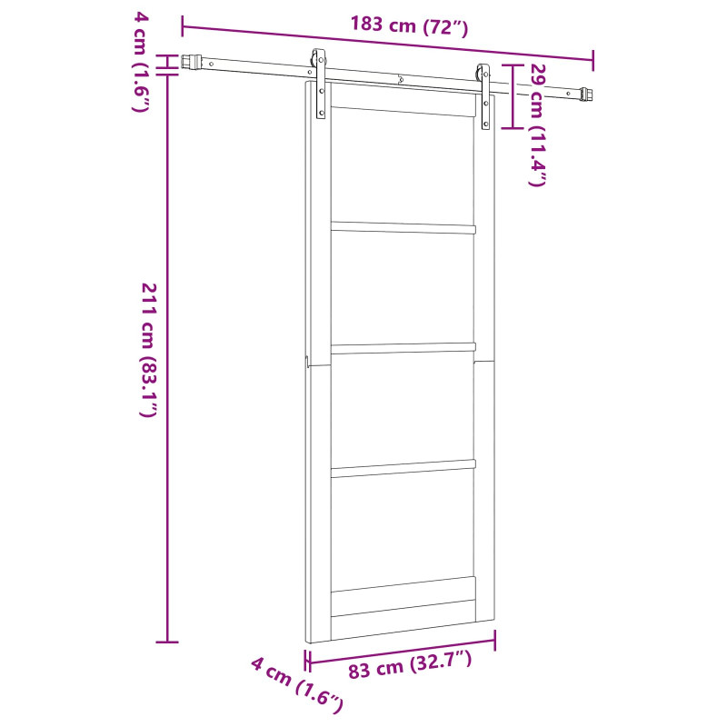 Drzwi przesuwne Naturalny i czarny 83 x 211 cm