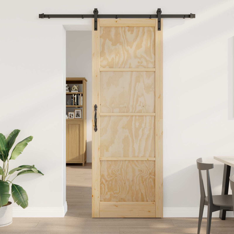 Drzwi przesuwne Naturalny i czarny 83 x 232 cm