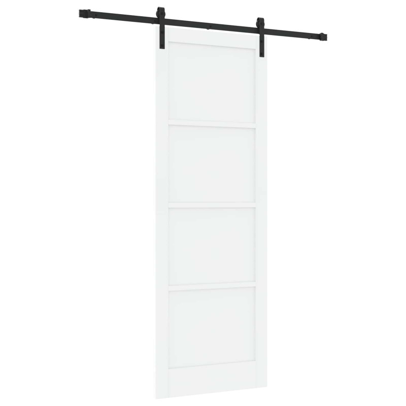 Drzwi przesuwne biały i czarny 83 x 232 cm Lite drewno sosnowe