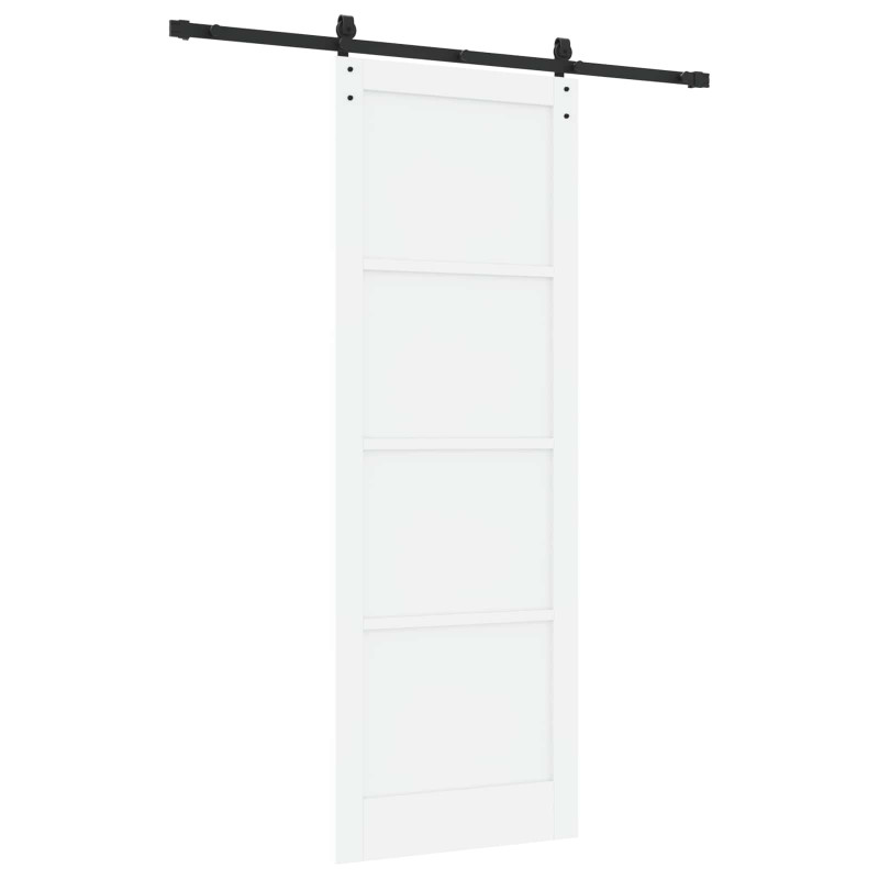 Drzwi przesuwne biały i czarny 83 x 232 cm Lite drewno sosnowe