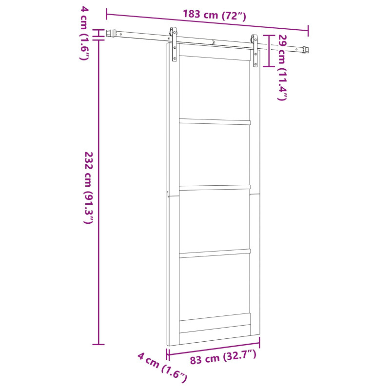 Drzwi przesuwne biały i czarny 83 x 232 cm Lite drewno sosnowe