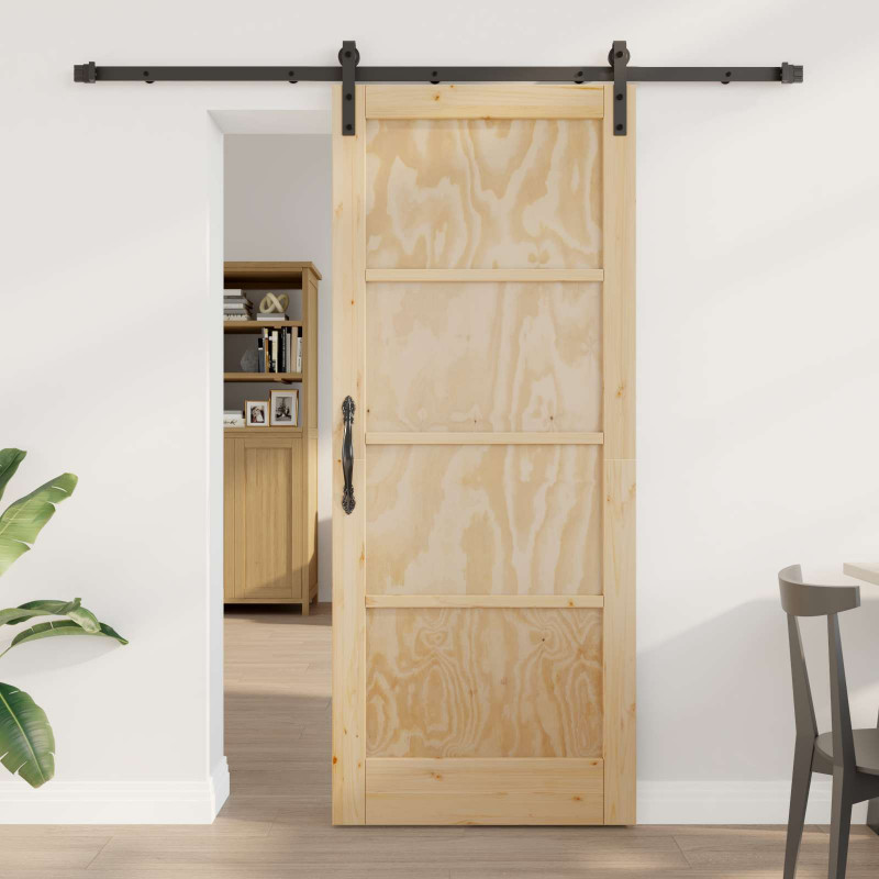 Drzwi przesuwne Naturalny i czarny 83 x 202 cm