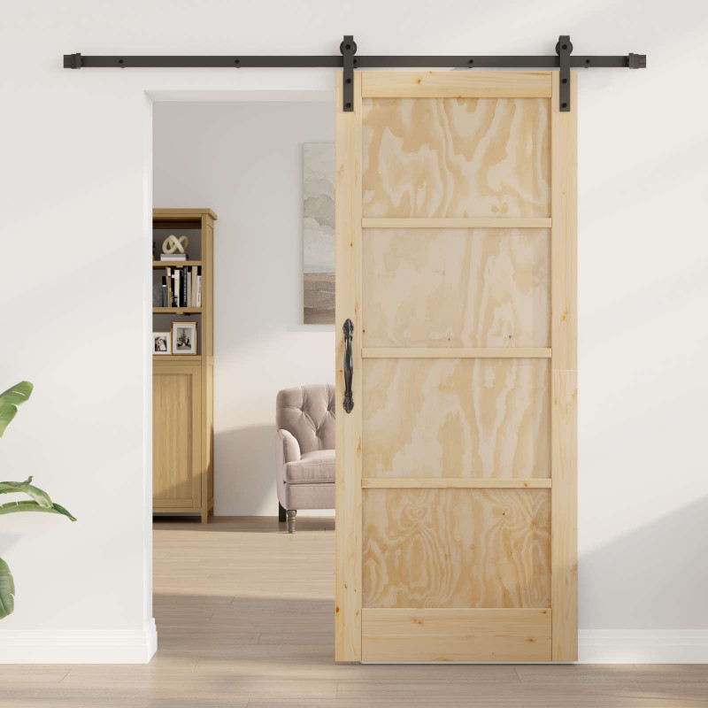 Drzwi przesuwne Naturalny i czarny 83 x 202 cm
