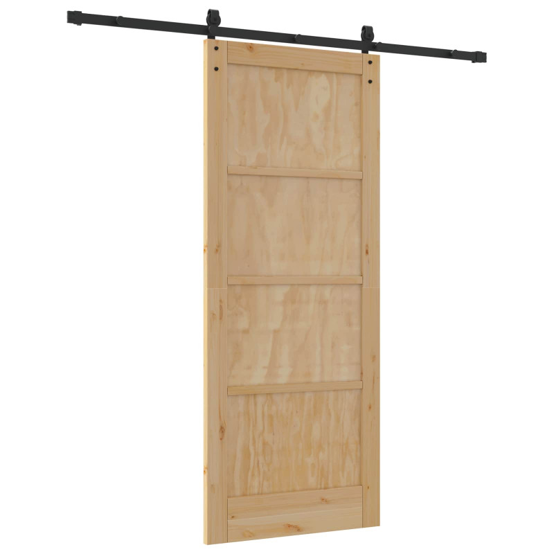 Drzwi przesuwne Naturalny i czarny 83 x 202 cm