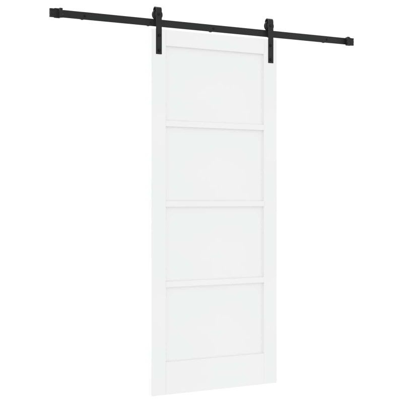 Drzwi przesuwne biały i czarny 83 x 202 cm Lite drewno sosnowe