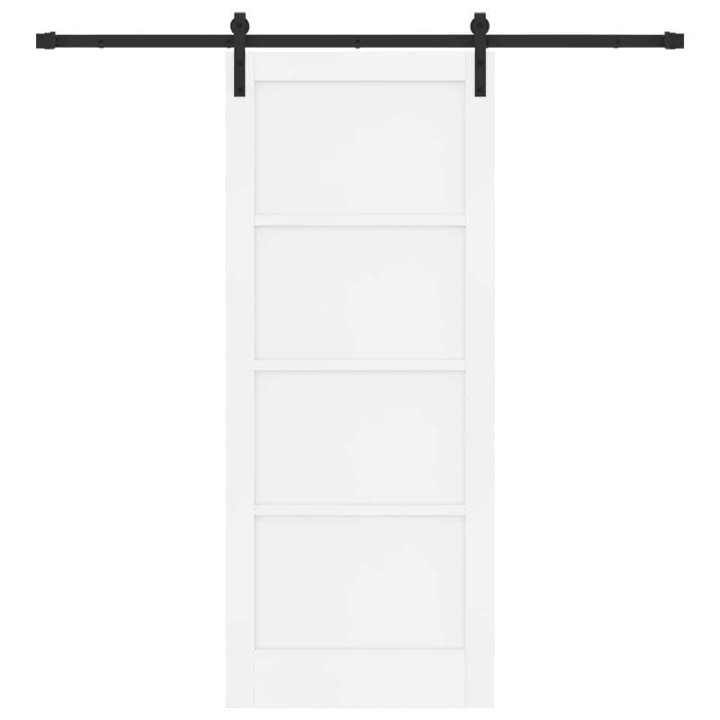 Drzwi przesuwne biały i czarny 83 x 202 cm Lite drewno sosnowe