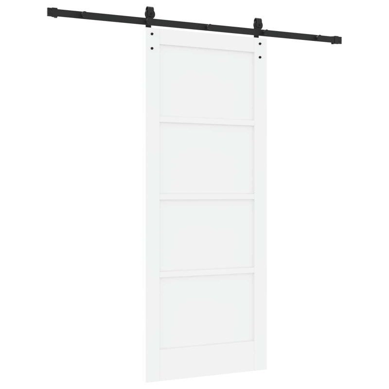 Drzwi przesuwne biały i czarny 83 x 202 cm Lite drewno sosnowe