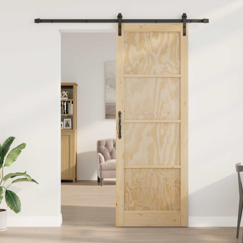 Drzwi przesuwne Naturalny i czarny 83 x 232 cm