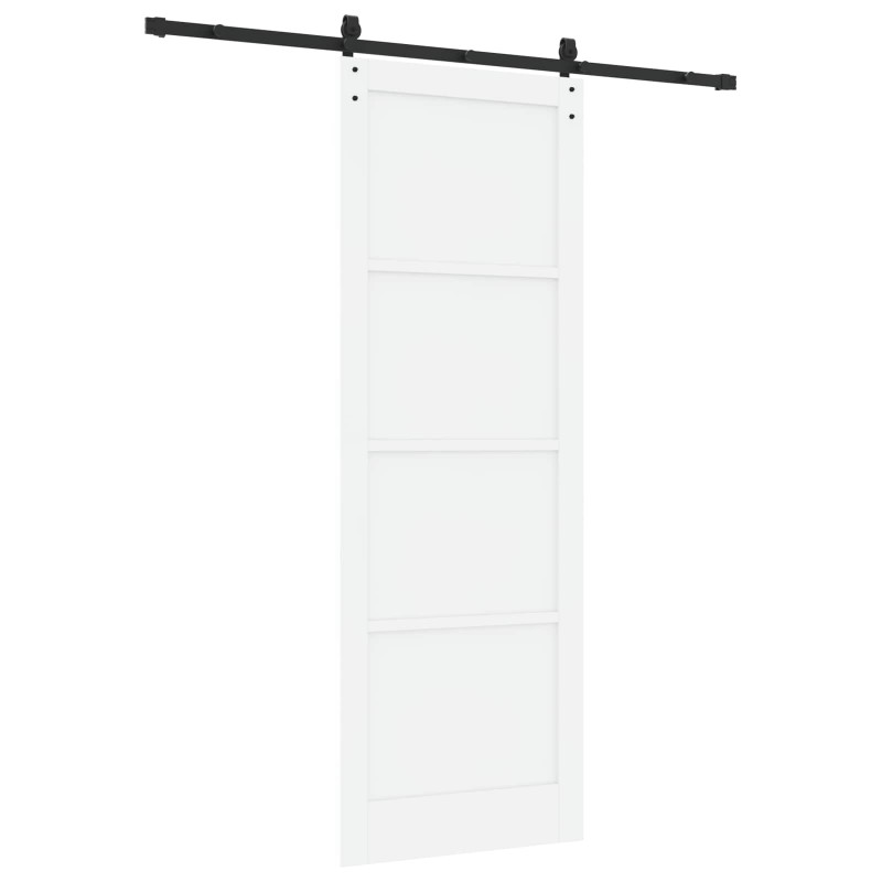 Drzwi przesuwne biały i czarny 83 x 232 cm Lite drewno sosnowe