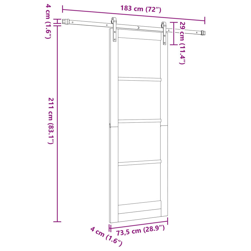 Drzwi przesuwne Naturalne i białe 73,5 x 211 cm