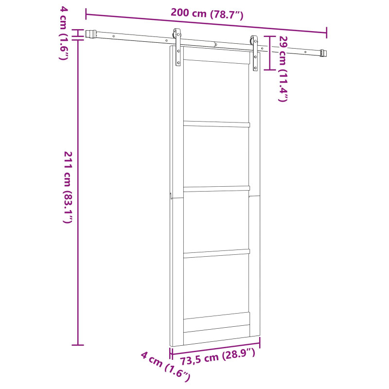 Drzwi przesuwne Naturalne i białe 73,5 x 211 cm