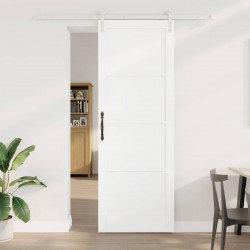 Drzwi przesuwne Biały 83 x 232 cm Lite drewno sosnowe