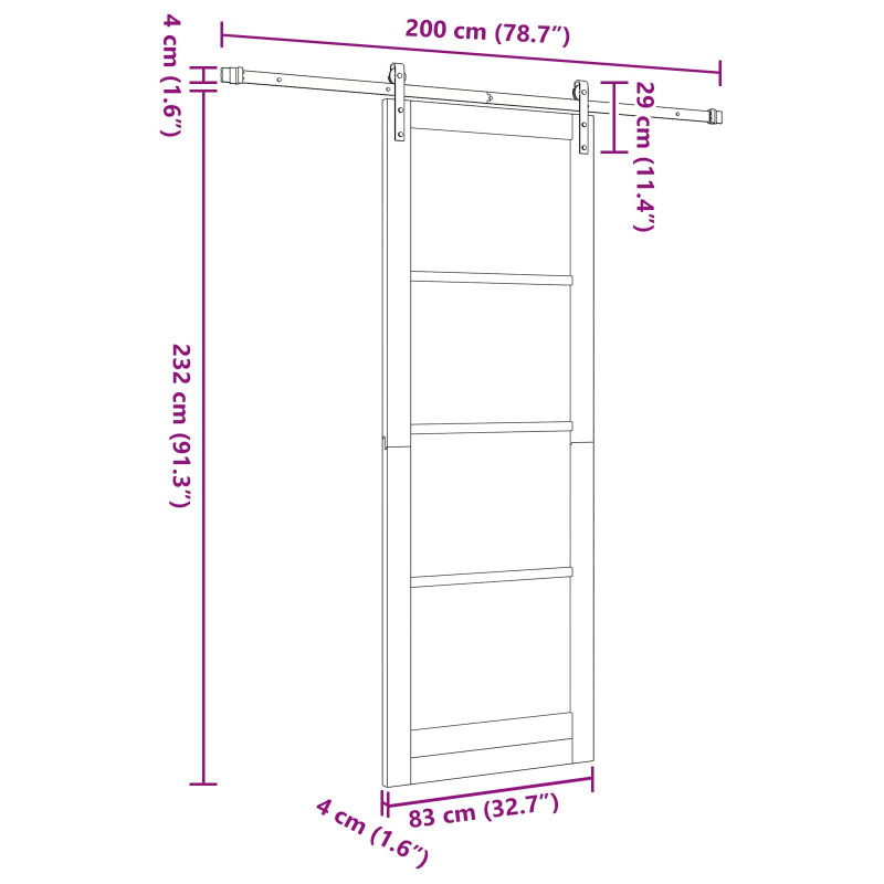Drzwi przesuwne Biały 83 x 232 cm Lite drewno sosnowe