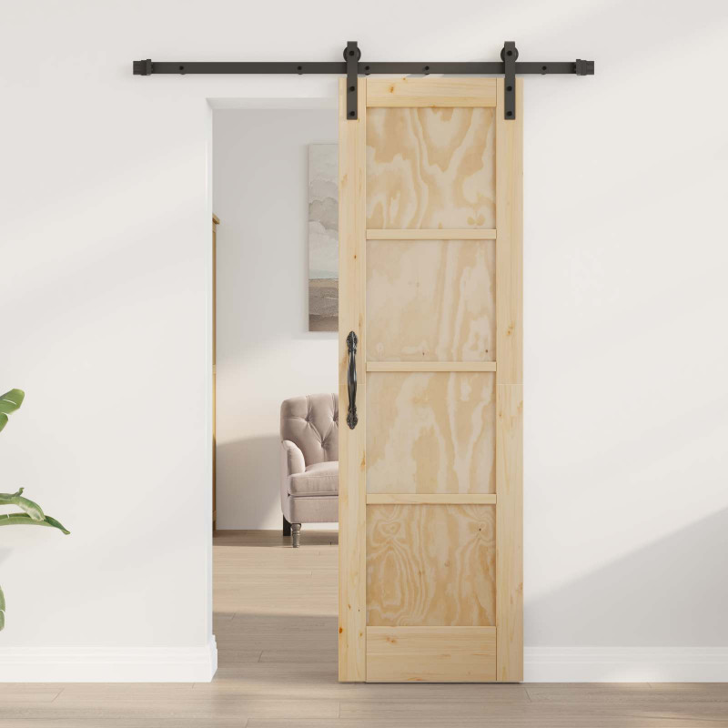 Drzwi przesuwne naturalny 61 x 198,5 cm Lite drewno sosnowe