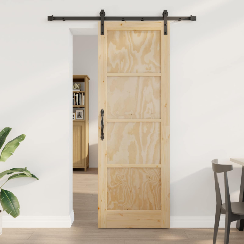 Drzwi przesuwne naturalny 73,5 x 211 cm Lite drewno sosnowe