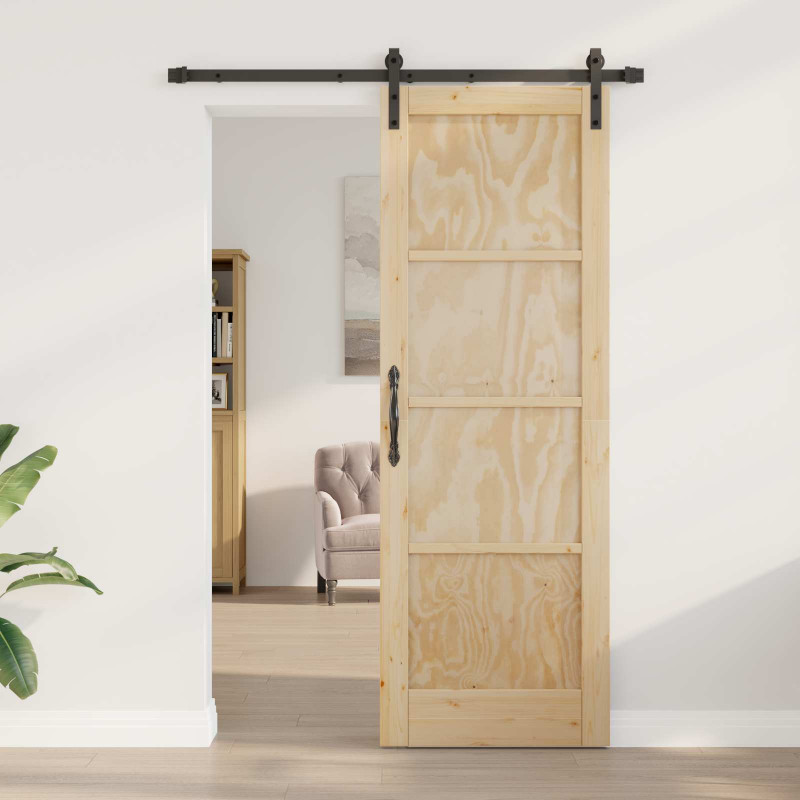 Drzwi przesuwne naturalny 73,5 x 211 cm Lite drewno sosnowe