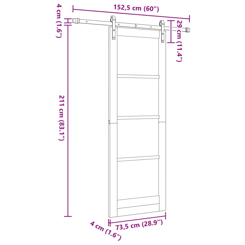 Drzwi przesuwne naturalny 73,5 x 211 cm Lite drewno sosnowe
