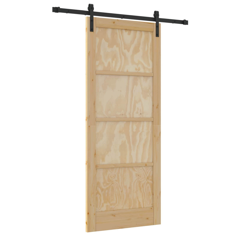 Drzwi przesuwne naturalny 83 x 202 cm Lite drewno sosnowe