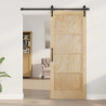Drzwi przesuwne naturalny 83 x 202 cm Lite drewno sosnowe