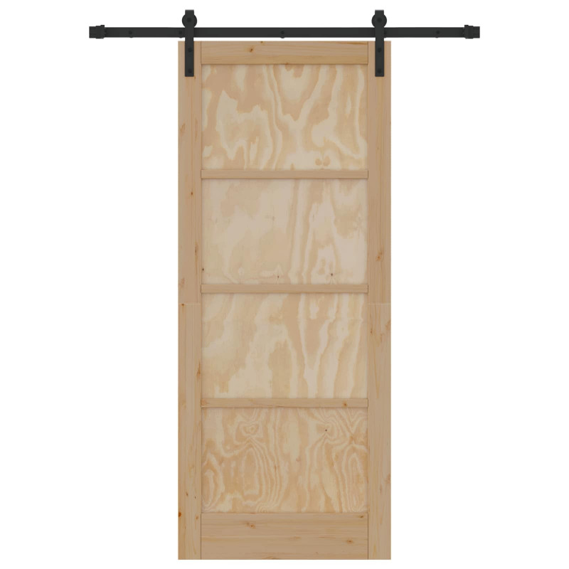 Drzwi przesuwne naturalny 83 x 202 cm Lite drewno sosnowe