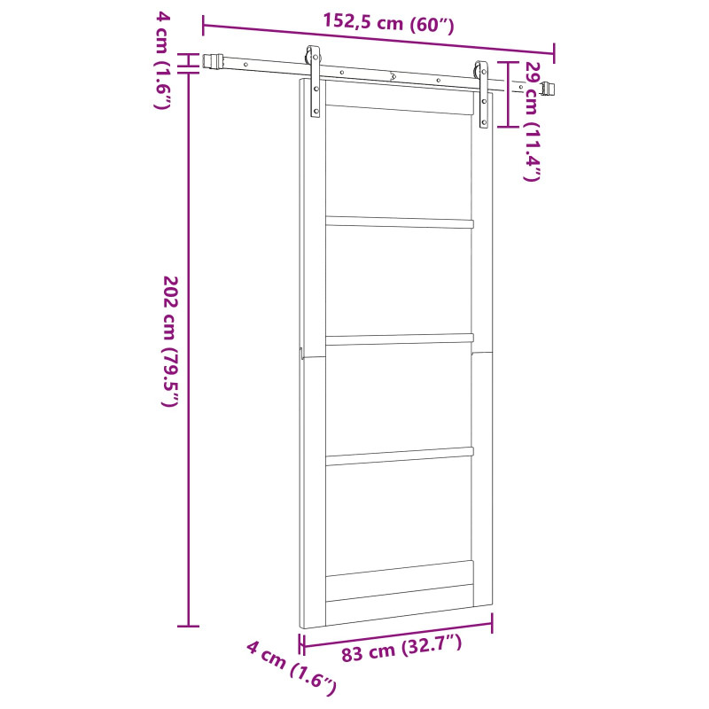 Drzwi przesuwne naturalny 83 x 202 cm Lite drewno sosnowe