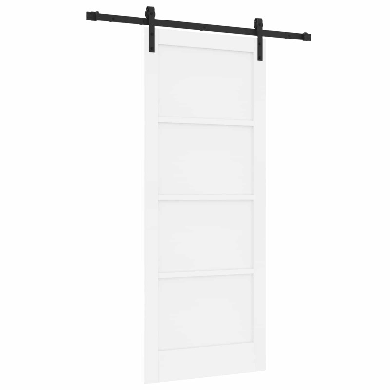 Drzwi przesuwne Biały 83 x 202 cm Lite drewno sosnowe