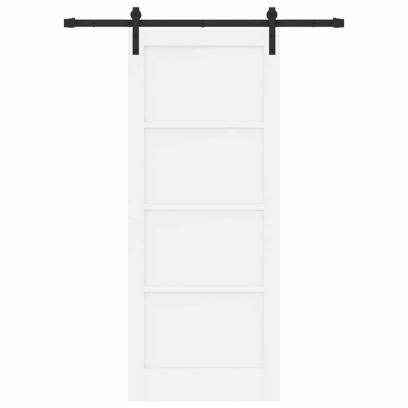 Drzwi przesuwne Biały 83 x 202 cm Lite drewno sosnowe