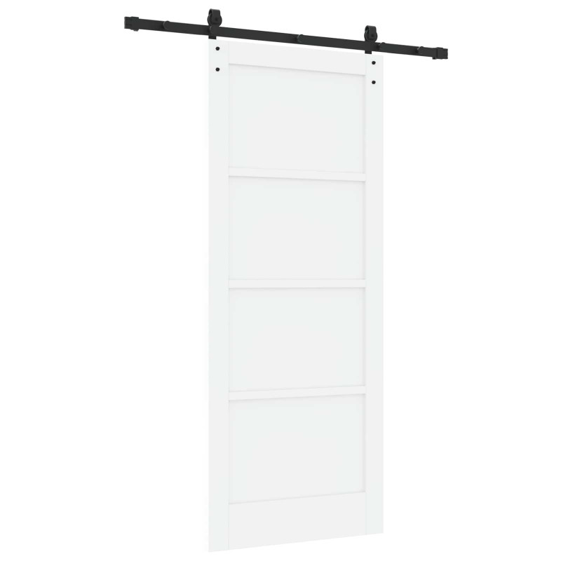 Drzwi przesuwne Biały 83 x 202 cm Lite drewno sosnowe