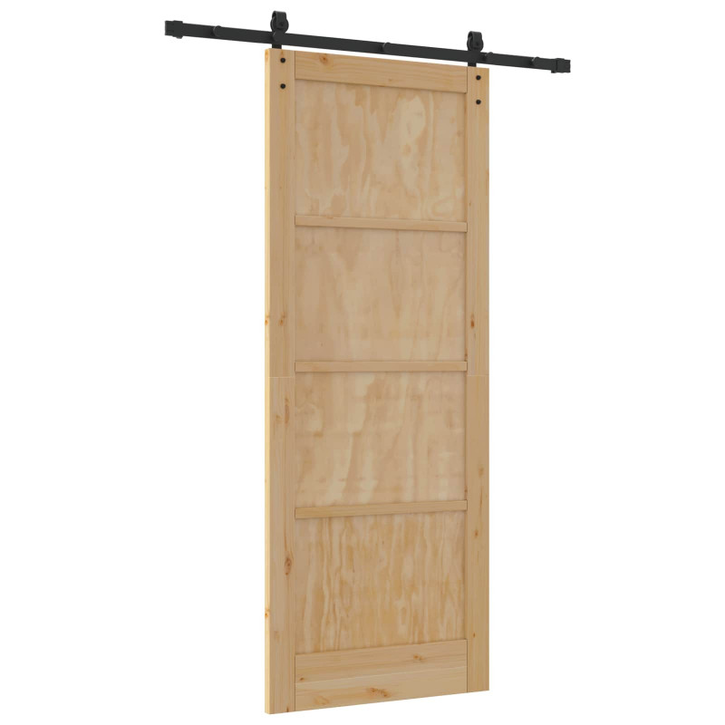 Drzwi przesuwne naturalny 83 x 211 cm Lite drewno sosnowe