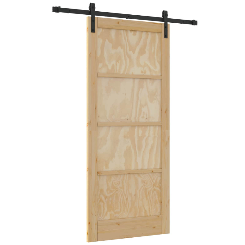 Drzwi przesuwne naturalny 86 x 198,5 cm Lite drewno sosnowe