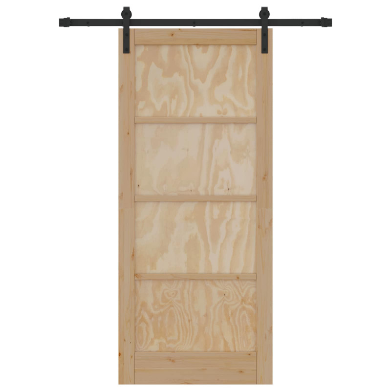 Drzwi przesuwne naturalny 86 x 198,5 cm Lite drewno sosnowe