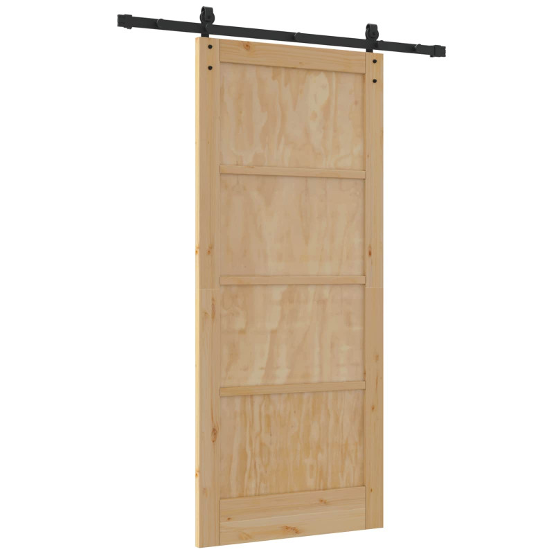 Drzwi przesuwne naturalny 86 x 198,5 cm Lite drewno sosnowe